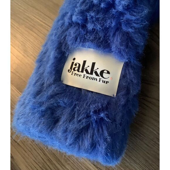 JAKKE Anthropologie 100% Fake Fur GRAPHIC Fuzzy BLUE Coat Jacket sz 2 - Picture 4 of 10